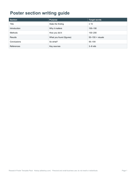 Preview of the first page of Section writing guide