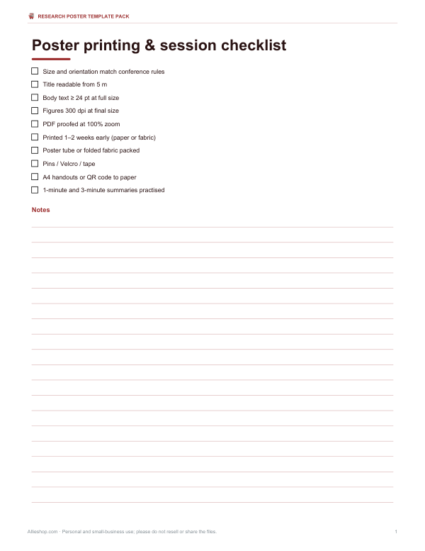 Preview of Printable Poster Printing Checklist